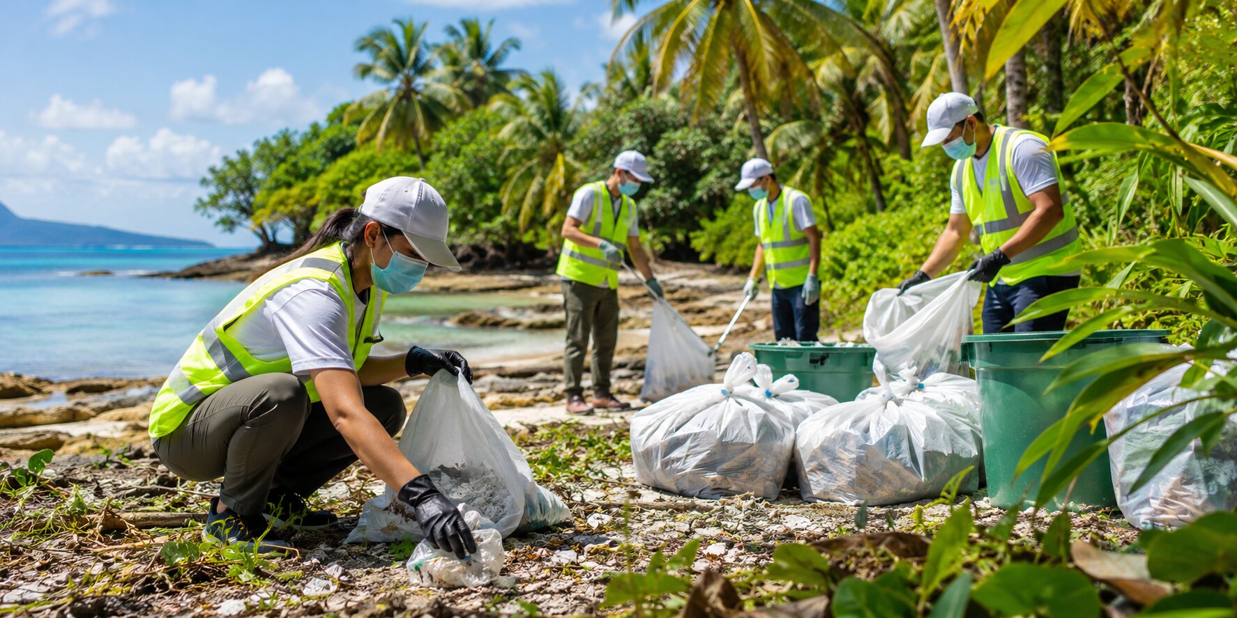 Nettoyage environnemental près du littoral